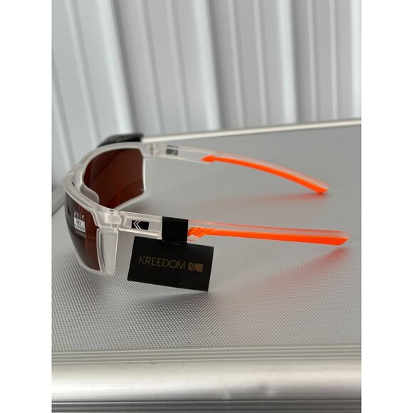 Kreedom Polycarbonate UV Protection Sunglasses Clear Frame Orange Arm Modern NEW - Picture 4 of 6
